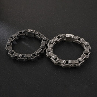 Bracelets pour hommes en acier inoxydable noir punk sculpté de style motard vintage, design géométrique plaqué or rose pour la culture de rue
