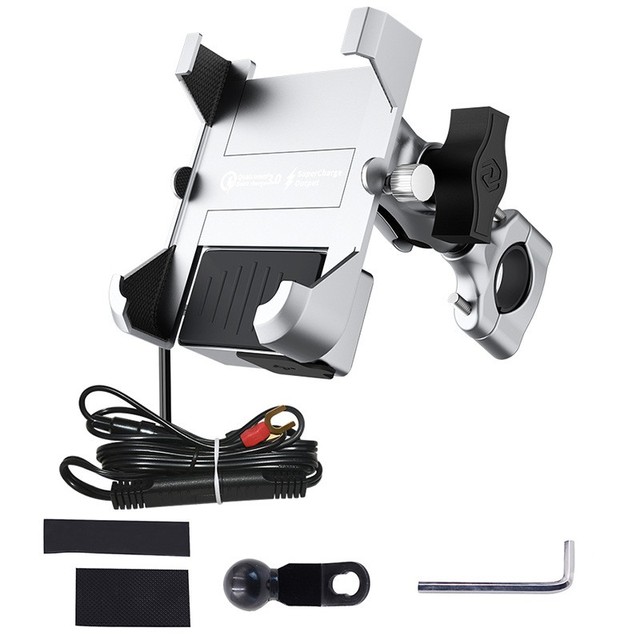 Motorcycle Aluminum Alloy Charging Mobile Phone Holder QC3.0 Intelligent Fast Charging Universal Rotatable Waterproof Navigation