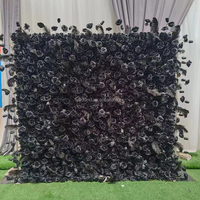 Dekorasi latar belakang pesta Gotik latar belakang dinding bunga pernikahan hitam panel bunga buatan dinding bunga bulu untuk pernikahan