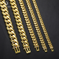 Chaînes cubaines plaquées or 18 carats Kaleido, collier en laiton, 10/12/14/16 mm, chaîne cubaine Miami personnalisée pour rappeurs, hommes, hip hop