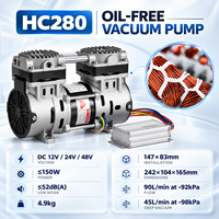 Pompe à vide à piston silencieuse sans huile 150W 12V 24V 48V DC 90L/min 98kPa pour module d'aspiration de dispositifs médicaux CE ROHS OEM