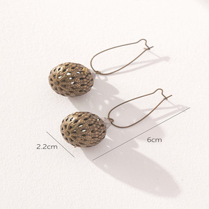 Hollowed Out <b>Sphere</b> Drop Earrings Zinc Alloy <b>Ball</b> Shape Openwork Design Fashion Jewelry - Product Image 2