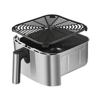 Friteuse à air électrique domestique en acier inoxydable avec panier antiadhésif, contrôle numérique intelligent, cuisson sans huile, forme carrée