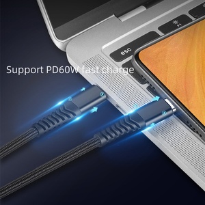 Câbles de données tressés en nylon <span class=keywords><strong>USBC</strong></span> 60W à charge rapide avec connecteur en aluminium USB Type C à Type C pour téléphone portable 15 Pro - Product Image 5