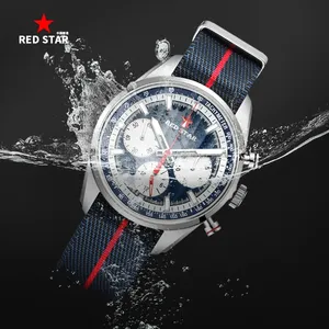 Montre de <span class=keywords><strong>pilote</strong></span> chronographe à trois aiguilles Red <span class=keywords><strong>Star</strong></span> ST1903, mouvement mécanique, cristal saphir, luminescent, montre-bracelet pour homme - Product Image 5