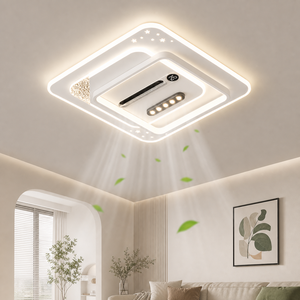 Ventilador de techo <span class=keywords><strong>con</strong></span> luz de moda para dormitorio, sala de estar, comedor, Hotel, lámpara de ventilador de acrílico de hierro <span class=keywords><strong>con</strong></span> focos y proyección de estrellas - Product Image 1