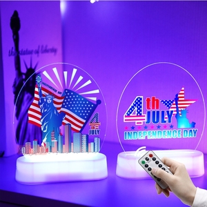 ธงวันประกาศอิสรภาพสหรัฐอเมริกา วันชาติอเมริกา รูปปั้นเทพีเสรีภาพ ไฟส่องสว่าง วันที่ 4 กรกฎาคม ของตกแต่งโต๊ะ ไฟ LED - Product Image 3