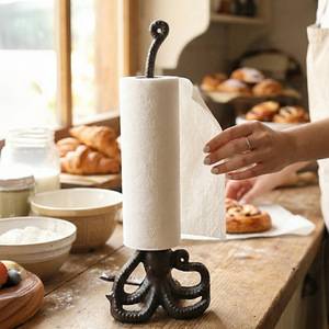 Wei Xun Cast Iron Octopus <b>Paper</b> Towel Holder Retro Kitchen Decor Home Use Wall Mounted Animal Shape - Product Image 4
