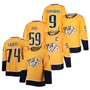 2024 Nashville Predators buz hokeyi Jersey nakış gömlek dikişli üniforma ev takım elbise #9 Forsberg #59 Josi #74 Saros
