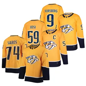 2024 Nashville Predatorsเสื้อกีฬาฮ็อกกี้น้ําแข็งเย็บปักถักร้อยเสื้อเย็บชุดสูท #9 Forsberg #59 Josi #74 Saros