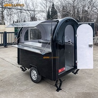 JINLIJING Fabricant Mini Camion à Pizza Noir, Charrette à Tacos Commerciale de Rue, Fourgon Mobile, Camion de Restauration Rapide, Remorque à Vendre