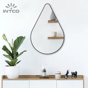 INTCO toptan yeni varış Modern duvar dekoratif Metal su damlası stil çerçeveli ayna