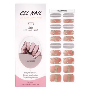 2024 Uv Gel Hot Selling Nail Factory Beauty Product Wholesale New UV Gel Nail Sticker Semi Cured Gel Nail Wraps