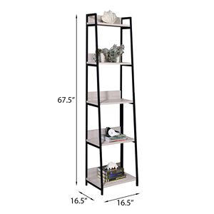 DB Traditional 5-Tier Ladder <b>Bookshelf</b> in Natural and Black for Home Office Living Room and Workshop Made of <b>Glass</b> - Product Image 4