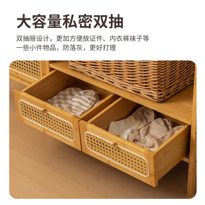 Rattan Wardrobe With Hinged Door Easy Assemble For Bedroom Small Apartment Multi Functional Floor Standing <b>Clothes</b> <b>Rack</b> - Product Image 4