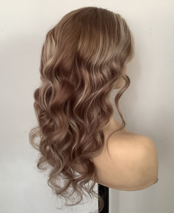 Peluca de <span class=keywords><strong>Cabello</strong></span> Ruso Ondulado <span class=keywords><strong>Balayage</strong></span> Marrón Miel <span class=keywords><strong>Castaño</strong></span> de 20 Pulgadas, 150% de Densidad, con Encaje Transparente 360LaceFrontal, la Más Vendida de Fábrica - Product Image 4