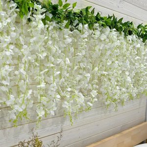 Guirnalda de Flores Artificiales de Glicinia, 100cm-200cm, de Seda Blanca, para Decoración de Techos de Boda, Decoración de Interiores y Exteriores - Product Image 1