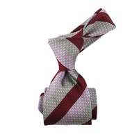 Cravate en soie jacquard 100% tissée sur mesure, décoration tendance, vente en gros, cravate classique à rayures bordeaux, rayures grises, rose pour hommes
