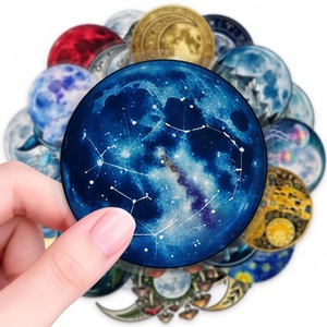 Nouveaux autocollants transparents en PET motif ciel étoilé et lune, magnifiques et non répétitifs, pour bagages et téléphones - Product Image 2