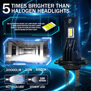 Bombilla de faro LED H7 CSP 7035 Chip Fanless H8 H1 9005 H4 20000lm Bombilla de faro LED H7 Luz LED de coche fácil de instalar - Product Image 2