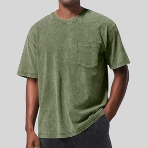 HONFIT男性用TシャツTシャツビンテージ酸ウォッシュTシャツ - Product Image 3