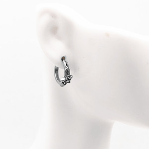 yunnique Star <b>Huggie</b> Earrings Tibetan <b>Silver</b> Titanium Steel Geometric Design For Couples Fashion Jewelry - Product Image 4