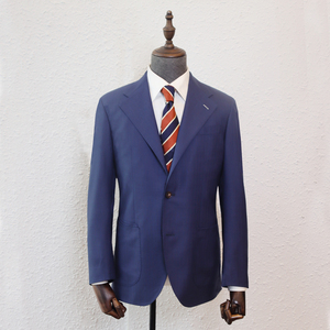 MTM Super 160'S <span class=keywords><strong>Costume</strong></span> rayé bleu marine 100% en laine pour hommes <span class=keywords><strong>Costume</strong></span> sur mesure <span class=keywords><strong>de</strong></span> <span class=keywords><strong>style</strong></span> italien pour boutique <span class=keywords><strong>de</strong></span> couture Napels Shoulder Suit - Product Image 1