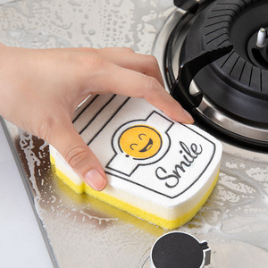 Kitchen Cleaning Sponge Set 4 Piece Dishwashing Sponges Scouring Pads For Pots And Pans With Smiley Design - Product Image 4