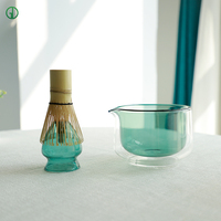 Support élégant pour fouet à matcha en verre borosilicate de qualité alimentaire, résistant à la chaleur, accessoires de thé colorés rose ambre vert
