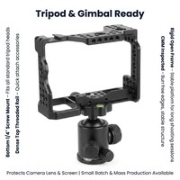 LAIDNUO Cage de caméra en aluminium usinée CNC sur mesure, anodisée noire, avec fixation Dovetail, griffe porte-accessoire et support Arca Swiss pour équipement OEM