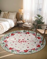 Happy Valentine's Day Area Rug Round Rugs Sweet Love Time Pink Collection Area Runner Circle Rug Carpets Décor