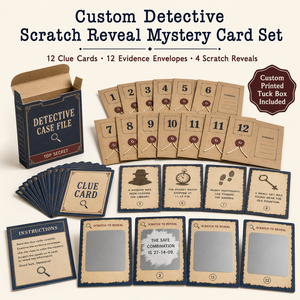 Juego de Cartas de <span class=keywords><strong>Clue</strong></span> Personalizadas para Detectives con 12 Sobres y Caja Plegable para Fiestas Misteriosas y Salas de Escape - Product Image 1