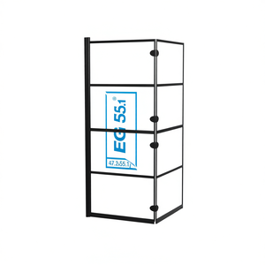 Cabine de douche pliante 47,2x55,1 pouces, cadre noir, verre trempé, design minimaliste, porte de douche rectangulaire - Product Image 1