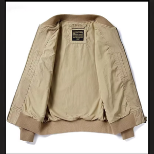 <span class=keywords><strong>Veste</strong></span> de baseball rétro américaine pour hommes High Street Style Canvas Fabric Stand Collar Zipper Closure for Spring Autumn Winter - Product Image 2