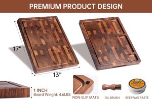 Planches à découper en bois de noyer, planche à découper double face en grain de bois, grande planche à découper avec poignée, planche de boucher pour charcuterie - Product Image 2