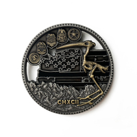 Pièce de monnaie universitaire en or antique de qualité supérieure, finition peinture à la four, prix abordable, options personnalisées pour le branding