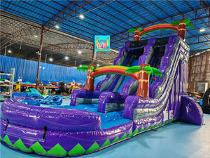 <span class=keywords><strong>Grand</strong></span> toboggan aquatique gonflable commercial à deux voies, bleu, avec <span class=keywords><strong>palmier</strong></span> cocotier, pour la cour, avec piscine pour adultes - Product Image 2