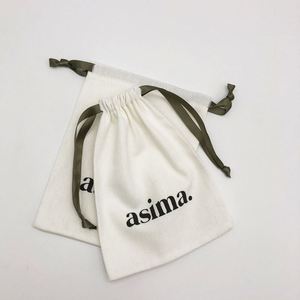 Biodegradable Simple Style 100% Organic Cotton White <b>Drawstring</b> <b>Pouch</b> Bag - Product Image 4