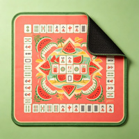 Tapis de Mahjong Fleur de Pêcher, Imprimé Vigne Dorée Pêche Douce, Tapis de Table Antidérapant en Microfibre pour 4 Joueurs, Cadeau pour Fêtes à Domicile