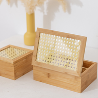 Boîte à compartiments en bambou avec couvercle pour bijoux, artisanat, thé, boîte de rangement avec couvercle rabattable, organisateur de sachets de thé en bambou