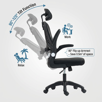 Chaise de bureau exécutive pivotante réglable et relevable, moderne, ergonomique, en tissu maillé, pour bureau à domicile, avec base pliable en acier inoxydable
