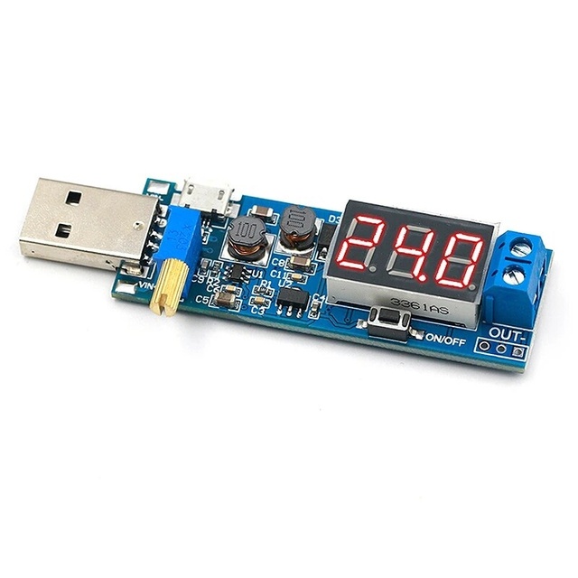 DC-DC USB Boost Voltage Stabilization Power Supply Module 5V to 3.3V/9V/12V/24V for Desktop Use