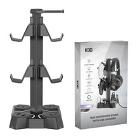 Support universel pour manettes de jeu PS5/Xbox/NS Pro/manettes tierces avec éclairage RGB coloré et base de charge pour casque de jeu