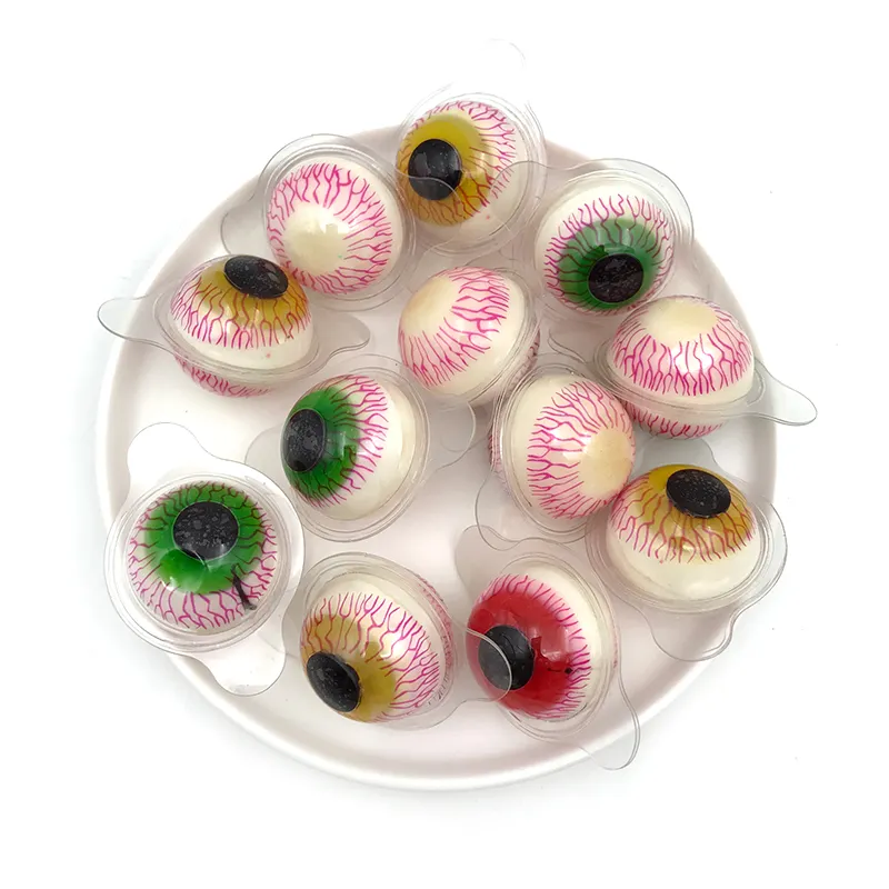 हास्यास्पद हेलोवीन बहु रंग की आँखों के लिए गेंद के आकार जेली कैंडी फल स्वाद चिपचिपा कैंडी बच्चों