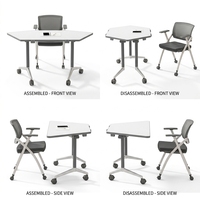 Meubles de bureau, table de réunion, table de formation avec roulettes, chaise de formation réglable, bureau trapézoïdal pour étudiants