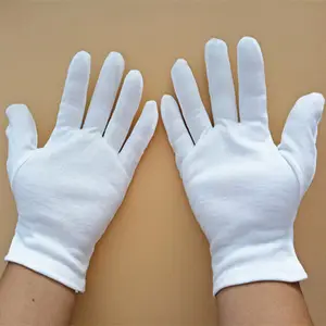 RTS Cotton Gloves White for Dry Hands Stretchable Cloth Gloves for Coin Jewelry Silver Inspection