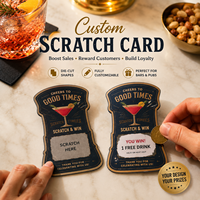 Tarjetas Rasca y Gana de Cartón Impresas y Personalizables al por Mayor para Bares, Pubs y Restaurantes, para Programas de Fidelización