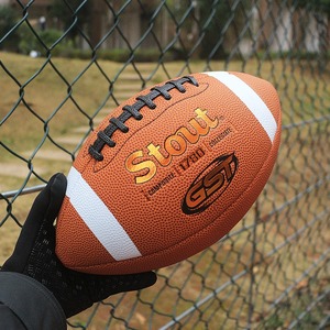 Ballon de <span class=keywords><strong>football</strong></span> américain de taille officielle 9 en cuir composite PU avec impression rugby personnalisée en usine - Product Image 4