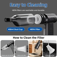 Souffleur d'air turbo rechargeable 4 vitesses, mini dépoussiéreur portatif sans fil avec fonction aspirateur, nettoyeur d'écran et design écologique