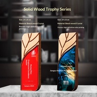 Trophée en cristal personnalisé multi-styles coloré avec base en bois massif gravée aux UV pour les récompenses de compétition et les réunions annuelles